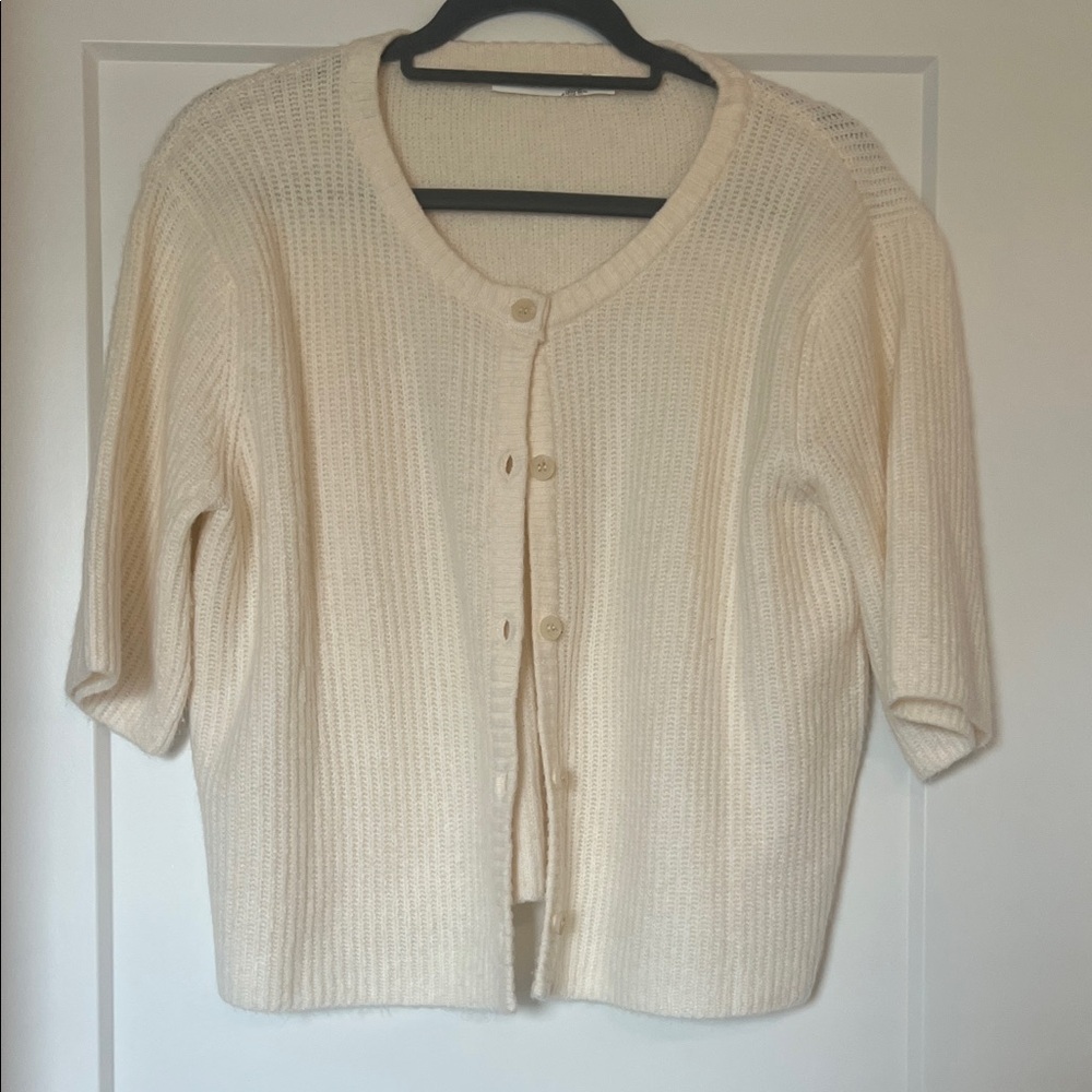 Altar'd State Cream Knit Button-Front Cardigan